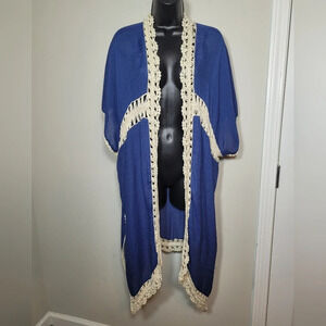 NWT Free People Navy Crochet Coverup Cardigan